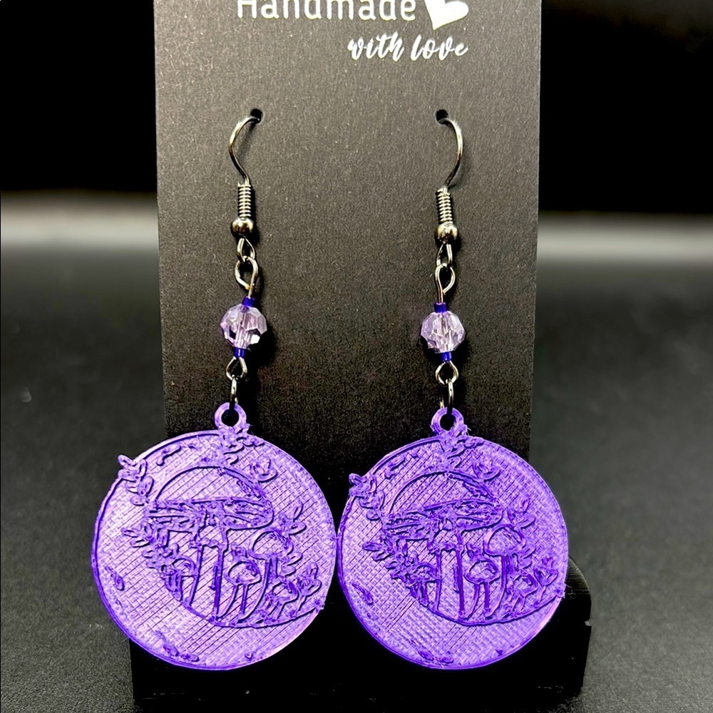 Purple Mushroom Earrings